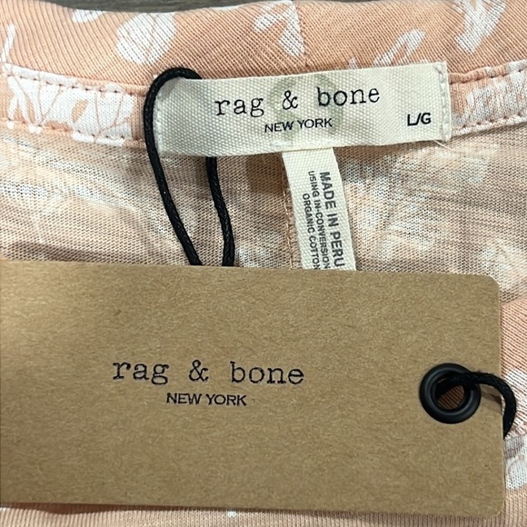 NWT Rag & Bone All Over Summer Floral Tee L Pink Multi Boho Casual Stretch Peach - Picture 7 of 8